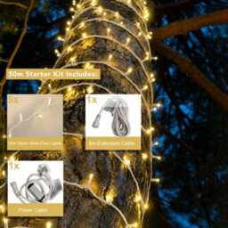 Christmas Tree World Crownvine 50M Fairy Lights Starter Set - 500 Leds Warm White - White Rubber Cable - thumbnail 2