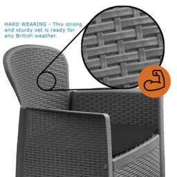 idooka Garden Furniture Set Table & Chairs 3 Piece Bistro Patio Outdoor Furniture & Leisure Rattan Style - thumbnail 4