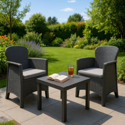idooka Garden Furniture Set Table & Chairs 3 Piece Bistro Patio Outdoor Furniture & Leisure Rattan Style - thumbnail 7