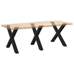 Berkfield Dining Table Legs X-Shaped 3 Pcs Black 90X(72-73) Cm Steel - thumbnail 8