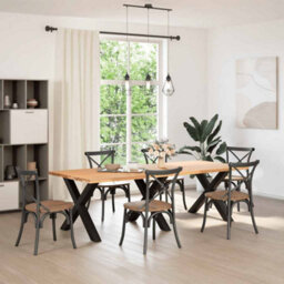 Berkfield Dining Table Legs X-Shaped 3 Pcs Black 90X(72-73) Cm Steel - thumbnail 2