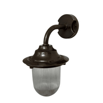 Lampfix Navigator 09126 Outdoor Ip64 1 Light Goose Neck Plain Wall Lantern In An Antique Brass Finish