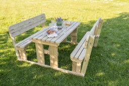 Arbor Garden Solutions Alders Wooden Picnic Bench And Table Set, Rounded Outdoor Dining Set With Backrest (3Ft, Natural Finish) - thumbnail 6