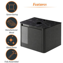 Plum&clay Mayfair Gloss Dark Grey Wall Hung Bathroom Vanity Unit With Black Slate Countertop (W)650mm (H)406mm - thumbnail 6