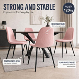 Bravich Ron Velvet Dining Chair - Pink, Set Of 4 - thumbnail 7