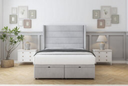 "Comfort Milano Silver Plush Ottoman Bed Base With 54"" Wingback Headboard 5' King" - thumbnail 2