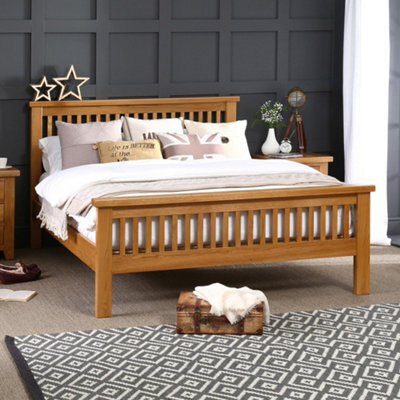 The Furniture Market Cheshire Solid Oak 6Ft Super King Size Bed Frame High Footboard - image 1