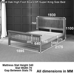 The Furniture Market Cheshire Solid Oak 6Ft Super King Size Bed Frame High Footboard - thumbnail 9