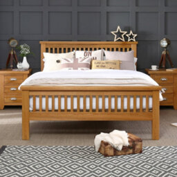 The Furniture Market Cheshire Solid Oak 6Ft Super King Size Bed Frame High Footboard - thumbnail 2