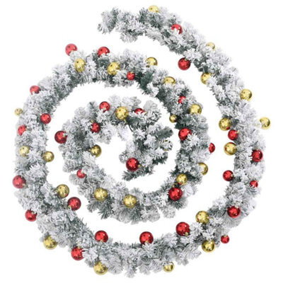 Berkfield Suitable Christmas Garland With Baubles And Led Lights Green 5 M Pvc - image 1