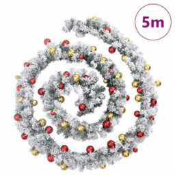 Berkfield Suitable Christmas Garland With Baubles And Led Lights Green 5 M Pvc - thumbnail 7