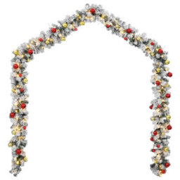 Berkfield Suitable Christmas Garland With Baubles And Led Lights Green 5 M Pvc - thumbnail 4