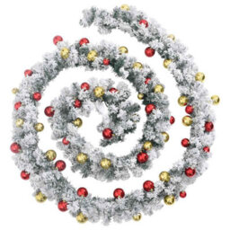 Berkfield Suitable Christmas Garland With Baubles And Led Lights Green 5 M Pvc