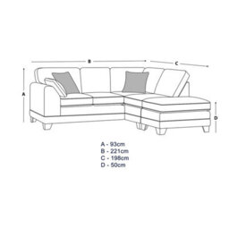 Furnishings For Less UK Hilliard Fullback L Shaped Fabric Corner Sofa Mist - Right Hand Facing - thumbnail 5