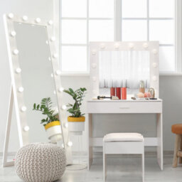 Alivio Dressing Table With Hollywood Led Lights Mirror, Vanity Makeup Table Set With Drawer & Stool, Bedroom Makeup Table (White) - thumbnail 7