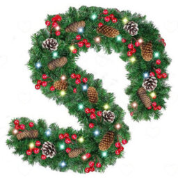 Amorly 9 Ft Prelit Artificial Christmas Garland, Battery Operated Led Green Pine Garland, Festive Xmas Mantle Garland For Home Decor - thumbnail 1