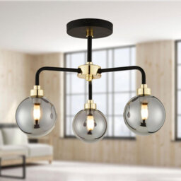 First Choice Lighting Black Paint And Smoked Glass 3 Light - thumbnail 6