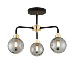 First Choice Lighting Black Paint And Smoked Glass 3 Light - thumbnail 1
