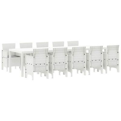 Berkfield Modern Garden Dining Set With Cushion 11 Pcs White And Light Grey
