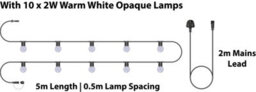 Eagle Connect Festoon Black Rubber Ip44 5M/10X2W Warm White Opaque Lamps - thumbnail 2