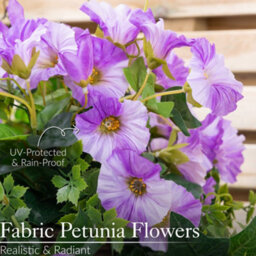 Christow Artificial Petunia Wicker Hanging Basket Uv Resistant Foliage Purple 25Cm - thumbnail 3