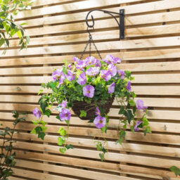 Christow Artificial Petunia Wicker Hanging Basket Uv Resistant Foliage Purple 25Cm - thumbnail 2