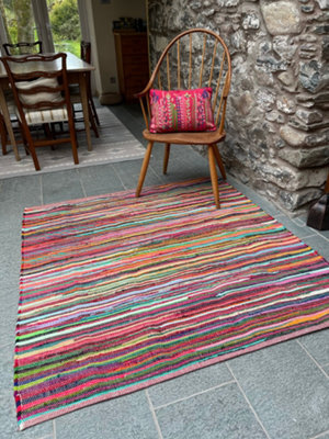 Second Nature Online Rainbow Rug Outdoor And Indoor Multicolour Flat Weave Style - image 1