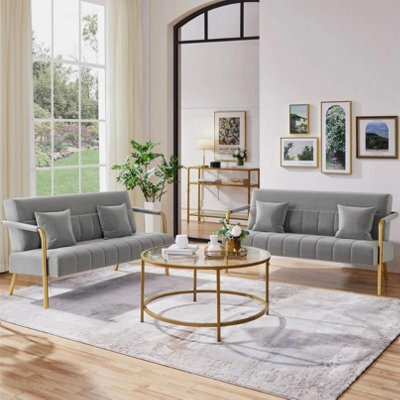 Velvet Fabric Loveseat Stylish Sofa Futon Luxury Couch Settee With Deep Cushion - image 1