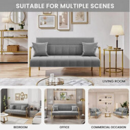 Velvet Fabric Loveseat Stylish Sofa Futon Luxury Couch Settee With Deep Cushion - thumbnail 6