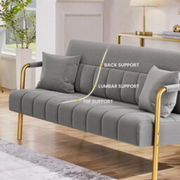 Velvet Fabric Loveseat Stylish Sofa Futon Luxury Couch Settee With Deep Cushion - thumbnail 5
