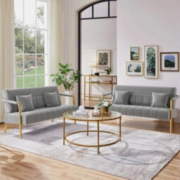 Velvet Fabric Loveseat Stylish Sofa Futon Luxury Couch Settee With Deep Cushion