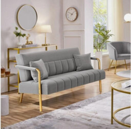 Velvet Fabric Loveseat Stylish Sofa Futon Luxury Couch Settee With Deep Cushion - thumbnail 3