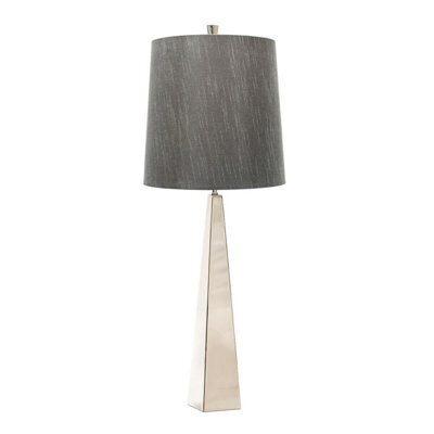 Elegant Square Table Lamp With Dark Grey Shade And Polished Nickel Finish - image 1
