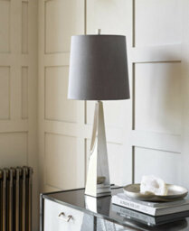 Elegant Square Table Lamp With Dark Grey Shade And Polished Nickel Finish - thumbnail 2