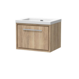 Hudson Reed Lille Wall Hung Single Drawer Contemporary Vanity Unit With Basin In Bleached Oak, 613 X 462mm - thumbnail 2