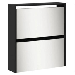 Vidaxl Shoe Cabinet With Mirror 5-Layer Black 63X17X169.5 Cm - thumbnail 7