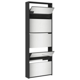 Vidaxl Shoe Cabinet With Mirror 5-Layer Black 63X17X169.5 Cm - thumbnail 4