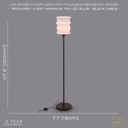 Happy Homewares Modern Unique Matte Black Floor Lamp With Foldable White Geometric Shade - thumbnail 5