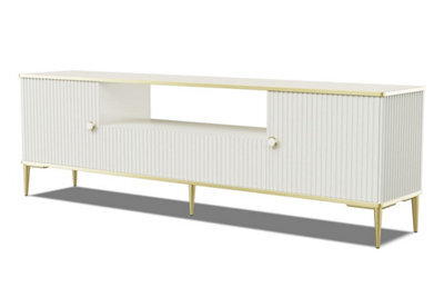 Arte Petra Tv Cabinet In Cashmere - Elegant Design With Gold Metal Legs & Ample Storage - W1800mm X H550mm X D350mm - image 1