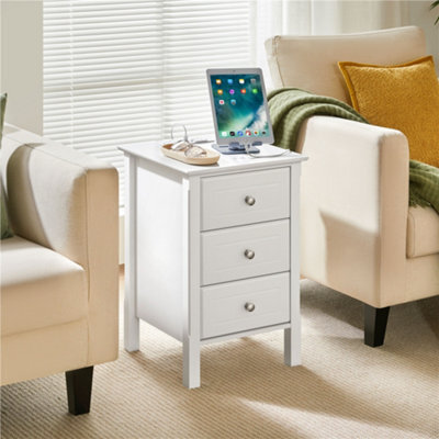 Yaheetech White Modern 3 Drawer End Table With Charging Station - image 1