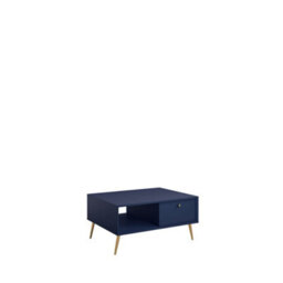 Arte Chic Dark Blue Coffee Table 87Cm - Gold Accents & Smart Storage For Contemporary Living Rooms