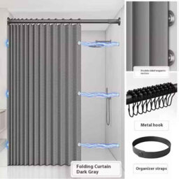 Waterproof Folding Shower Curtain With Magnets For Walk-In Bathrooms - thumbnail 7