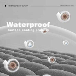 Waterproof Folding Shower Curtain With Magnets For Walk-In Bathrooms - thumbnail 4