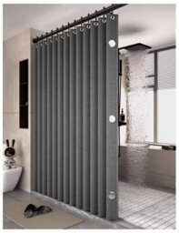 Waterproof Folding Shower Curtain With Magnets For Walk-In Bathrooms - thumbnail 1