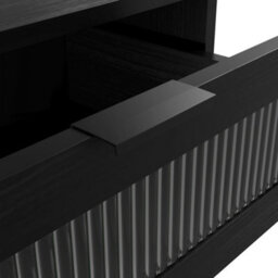 LPD Edison Matte Black Chest - Industrial Style With Reeded Glass & Metal Frame - thumbnail 4