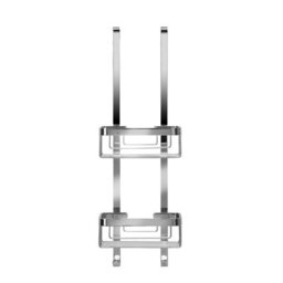 Croydex 2 Tier Chrome Effect Aluminium Large 2 Compartments Hook Over Shower Caddy (W)25Cm