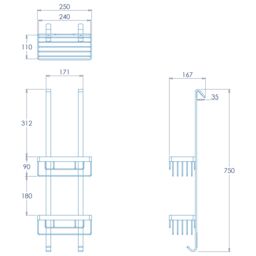 Croydex 2 Tier Chrome Effect Aluminium Large 2 Compartments Hook Over Shower Caddy (W)25Cm - thumbnail 5