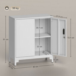Homcom Lockable Metal Filing Cabinet, 2-Tier Storage Cupboard, White - thumbnail 3