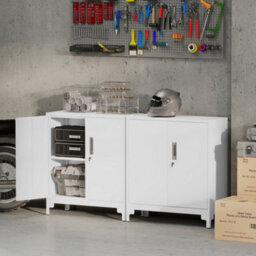 Homcom Lockable Metal Filing Cabinet, 2-Tier Storage Cupboard, White - thumbnail 7