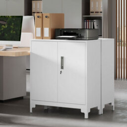 Homcom Lockable Metal Filing Cabinet, 2-Tier Storage Cupboard, White - thumbnail 9